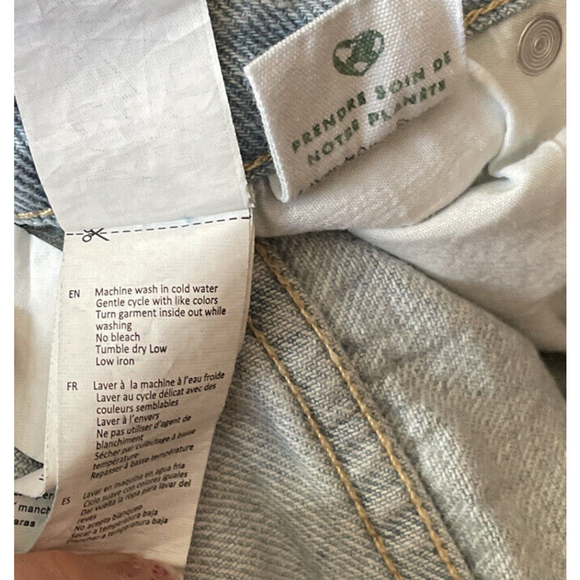 SWS Denim High Rise Distressed Mom‎ Jean Shorts 32" Waist Light Wash Grunge Y2K - Picture 7 of 9